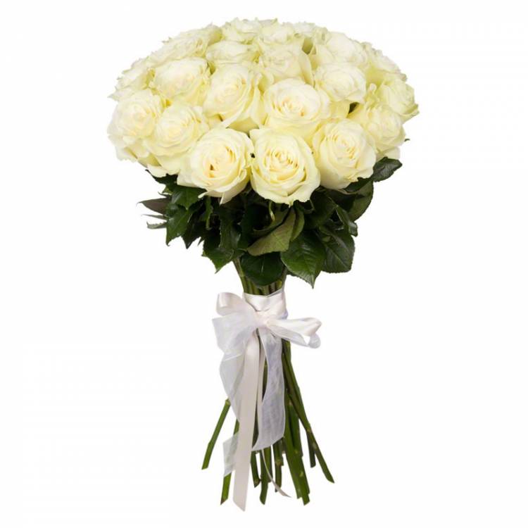 Букет из 21 элитной белой розы 70 см