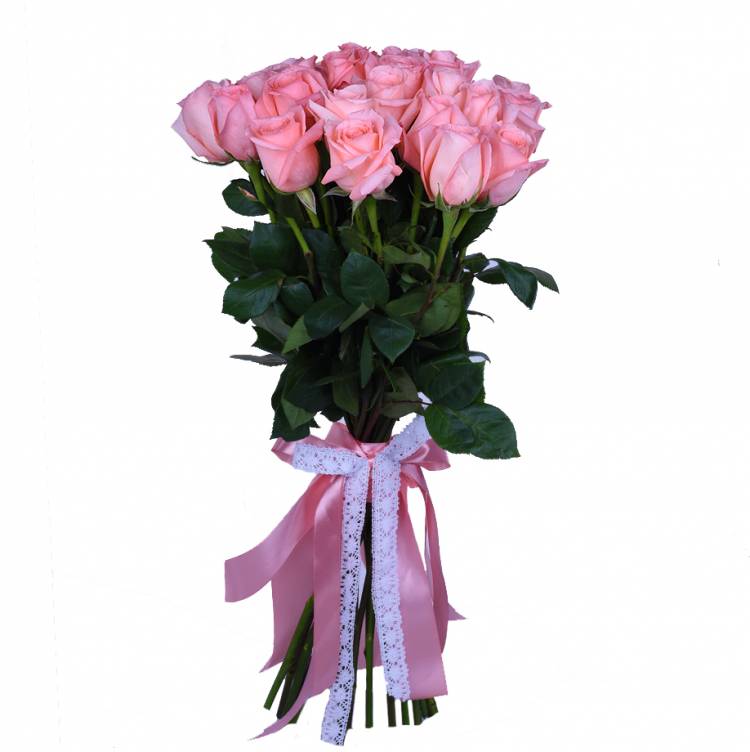 Букет из 21 элитной розовой розы 70 см